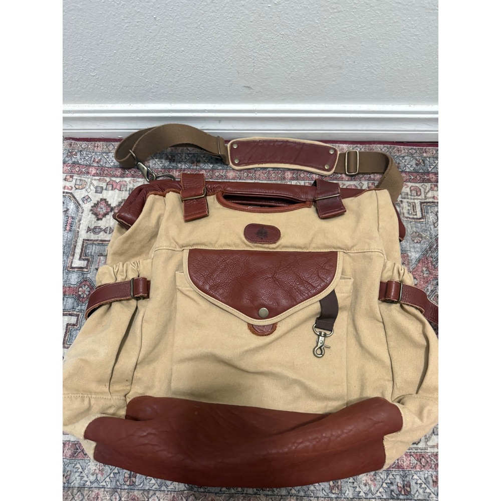 Buffalo Jackson Canvas Brown Leather Messenger Bag Crossbody Field Bag 19x14